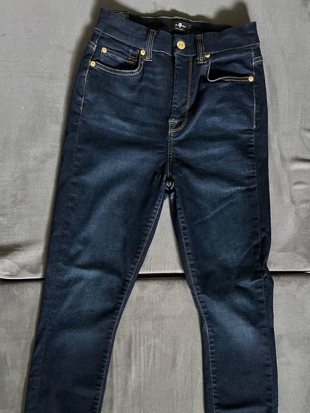 7 For All Mankind Women's Dark Indigo High Waist Ankle Skinny Jeans